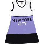 Wholesale Girls Kids Dress 9-12Y New York City Print Turqoise