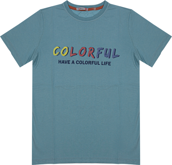 Wholesale T-Shirt for Boys Kids for 13-16Y Colorful Print Blue
