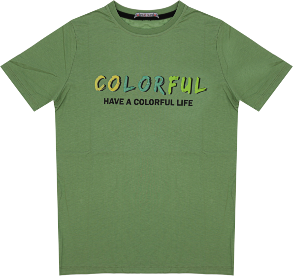 Wholesale T-Shirt for Boys Kids for 13-16Y Colorful Print Green
