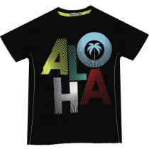 Wholesale T-Shirt for Boys Kids for 5-8Y Aloha Print Black