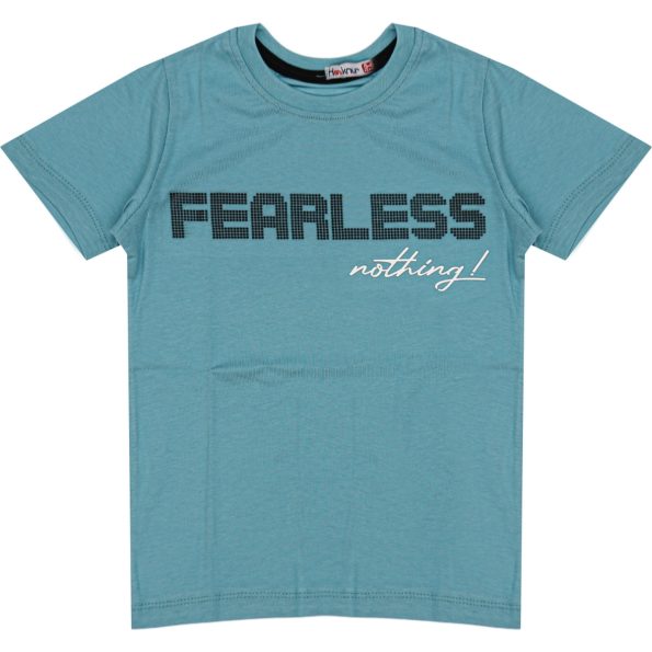 Wholesale T-Shirt for Boys Kids for 5-8Y Fearless Print Blue