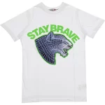 Wholesale T-Shirt for Boys Kids for 5-8Y Stay Brave Print Yellow