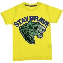 Wholesale T-Shirt for Boys Kids for 5-8Y Stay Brave Print Yellow