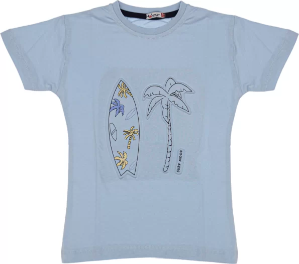 Wholesale T-Shirt for Boys Kids for 5-8Y Surf Mood Print Blue