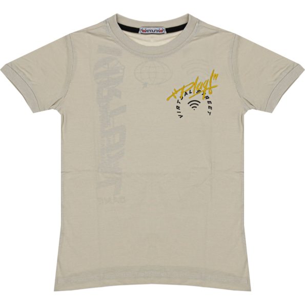 Wholesale T-Shirt for Boys Kids for 5-8Y Virtual Street Print beige