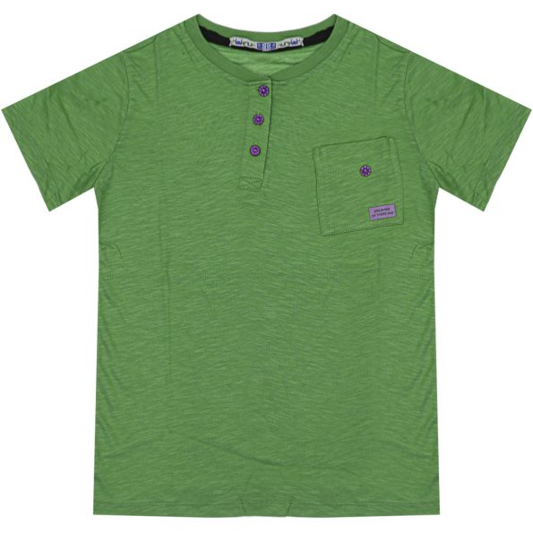 Wholesale T-Shirt for Boys Kids for 9-12Y Buttoned Green