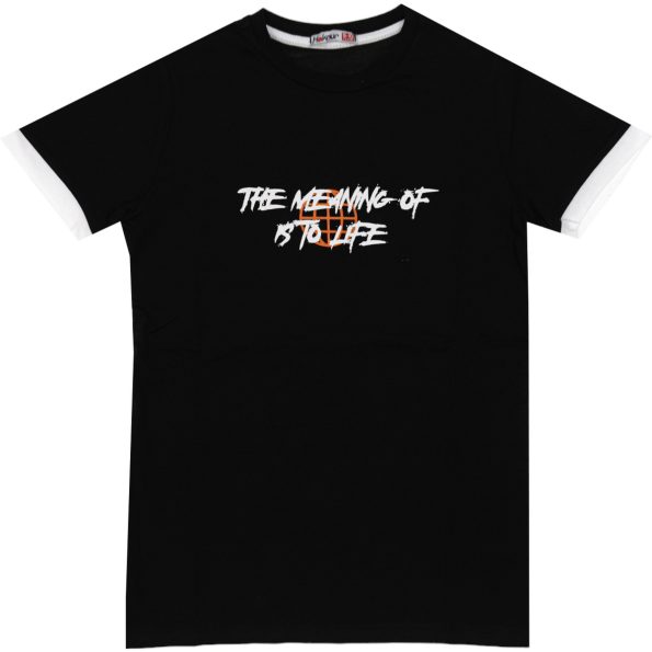 Wholesale T-Shirt for Boys Kids for 9-12Y The Meaning Of To Life Print Black