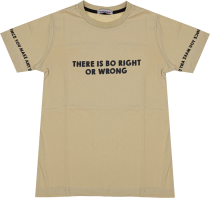Wholesale T-Shirt for Boys Kids for 9-12Y There is Bo Right or Wrong Print Beige