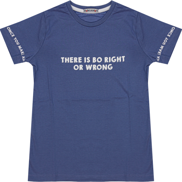 Wholesale T-Shirt for Boys Kids for 9-12Y There is Bo Right or Wrong Print Blue