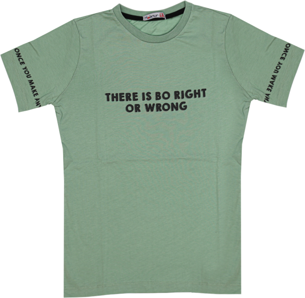 Wholesale T-Shirt for Boys Kids for 9-12Y There is Bo Right or Wrong Print Green