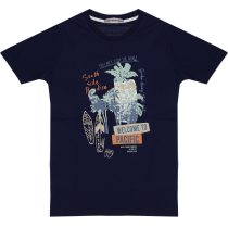 Wholesale T-Shirt for Boys Kids for 9-12Y Welcome To Pacific Print Navy Blue
