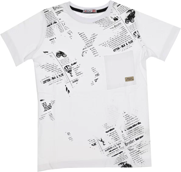 Wholesale T-Shirt for Boys Kids for 9-12Y With Pocket White