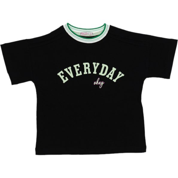 Wholesale T-Shirt for Girls Kids for 5-8Y Everyday Print Black