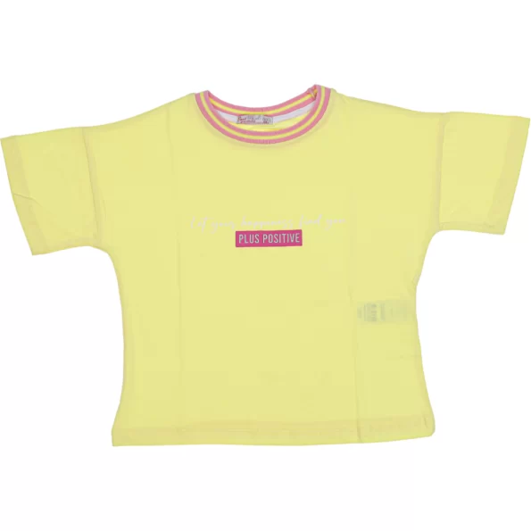 Wholesale T-Shirt for Girls Kids for 5-8Y Plus Positive Print Yellow