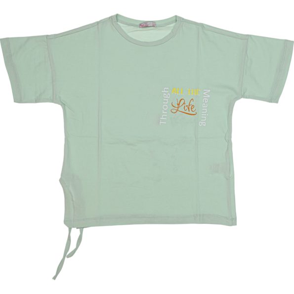 Wholesale T-Shirt for Girls Kids for 9-12Y All The Life Way Print Green