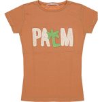 Wholesale T-Shirt for Girls Kids for 9-12Y Palm Embroidery Orange