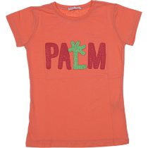 Wholesale T-Shirt for Girls Kids for 9-12Y Palm Embroidery Orange
