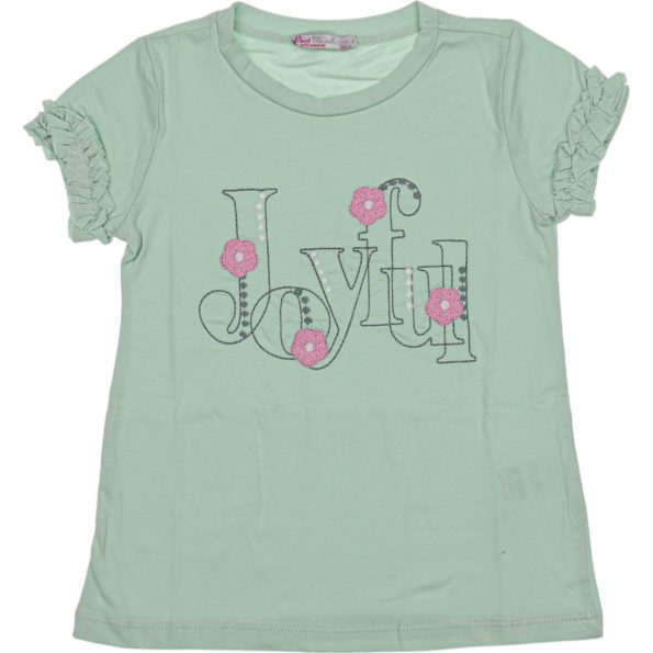 Wholesale T-Shirt for Toddler Girls for 5-8Y Joyful Embroidery Green