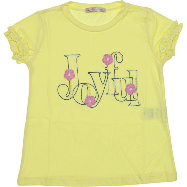 Wholesale T-Shirt for Toddler Girls for 5-8Y Joyful Embroidery Yellow
