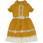 002 Wholesale Girls Kids Dress 5-8Y mustard