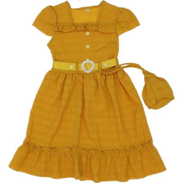 003 Wholesale Girls Kids Dress 5-8Y mustard