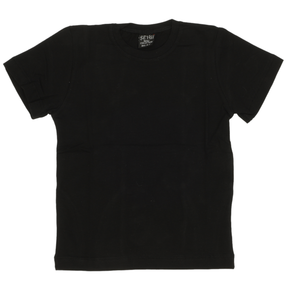 037 Unisex Kids Cotton Solid Color Tops T-shirts 5-8Y black