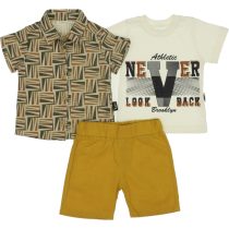 1007 Wholesale Toddler Boys 3-Piece Set 6-24M with Shirt mustard