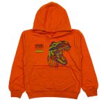 110975 Boys Kids 2-Rope Hooded Sweatshirt 8-12Y Dinosaur Print orange