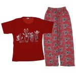 13 Wholesale Girls Kids 2-Piece Pajamas Set 3-14Y Love print fuchsia