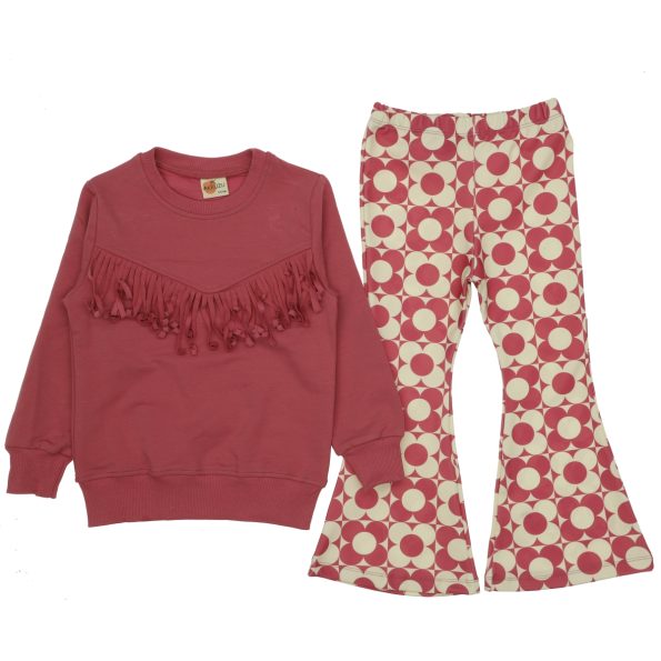 19489 Wholesale Girls 2 Piece Set With Pants 8 12Y burgundy
