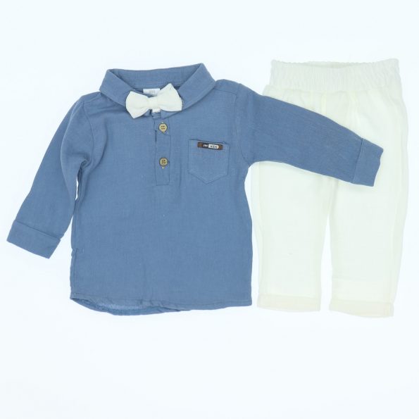 2023415 Wholesale Toddler 2pcs Set With Bow Tie 6 12M blue