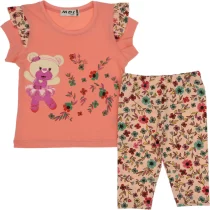 2096 Wholesale Girls Kids 2-Piece Set 2-5Y Bear Print light pink