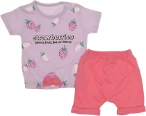 2441 Wholesale 2-Piece Baby Girls Set 9-24M Strawberries Print Purple