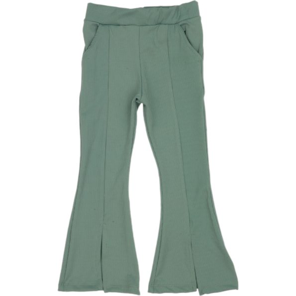 25014 Girls Kids Flare Pants with Pocket 5-8Y green