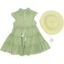 2508 Wholesale Girls 2-Piece Dress Set 2-5Y with Hat green