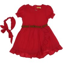2511 Wholesale Girls 2-Piece Dress Set 2-5Y with Hair Band red