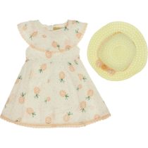 2511 Wholesale Girls 2 Piece Dress Set 2 5Y with Hat cream