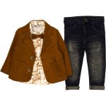 4000 Wholesale Baby Boys 3-Piece Jacket Shirt and Jeans Set 1-4Y navy blue