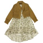 4067 Wholesale Girls 2-Piece Dress Set with Jacket 4-7Y dried rose