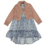 4067 Wholesale Girls 2-Piece Dress Set with Jacket 4-7Y dried rose