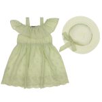 4070 Wholesale Girls 2-Piece Dress Set with Hat 2-5Y cream