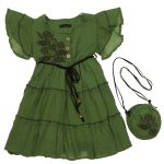 4075 Wholesale Girls 2-Piece Dress Set with Bag 5-8Y brown