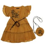 4075 Wholesale Girls 2-Piece Dress Set with Bag 5-8Y brown