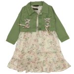 4096 Wholesale Girls 2-Piece Dress Set with Jacket 5-8Y mustard