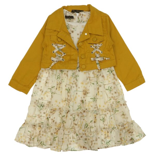 4096 Wholesale Girls 2 Piece Dress Set with Jacket 5 8Y mustard