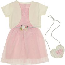 5031 Wholesale Girls Dress With Bolero and Bag 6-9Y pink
