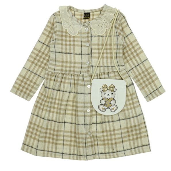5104 Wholesale Girls Kids Seasonal Dress 6-9Y beige