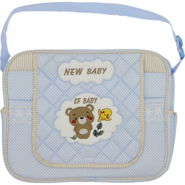 7001 Wholesale Diaper Bag Baby Care With Teddy Bear Embroidery blue