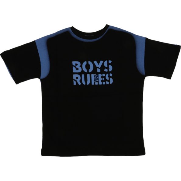 G23-8151 Wholesale Boys Kids T-Shirt 10-13Y Boys Rules Print blue