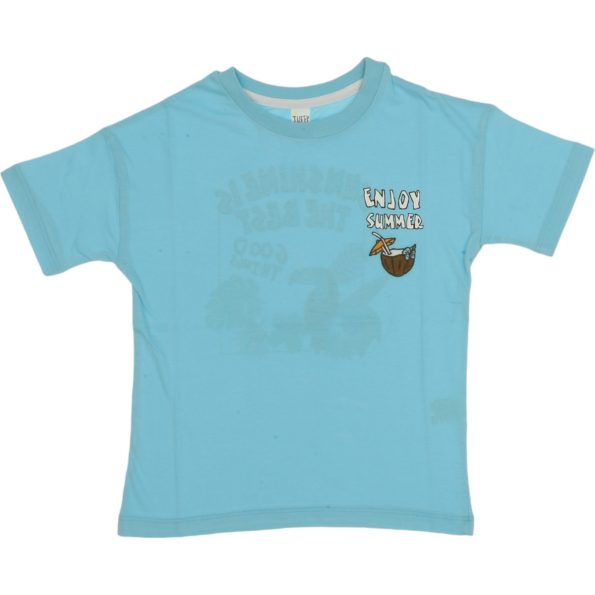 G24-1804 Wholesale Boys Kids T-Shirt 6-9Y Enjoy Summer Print blue